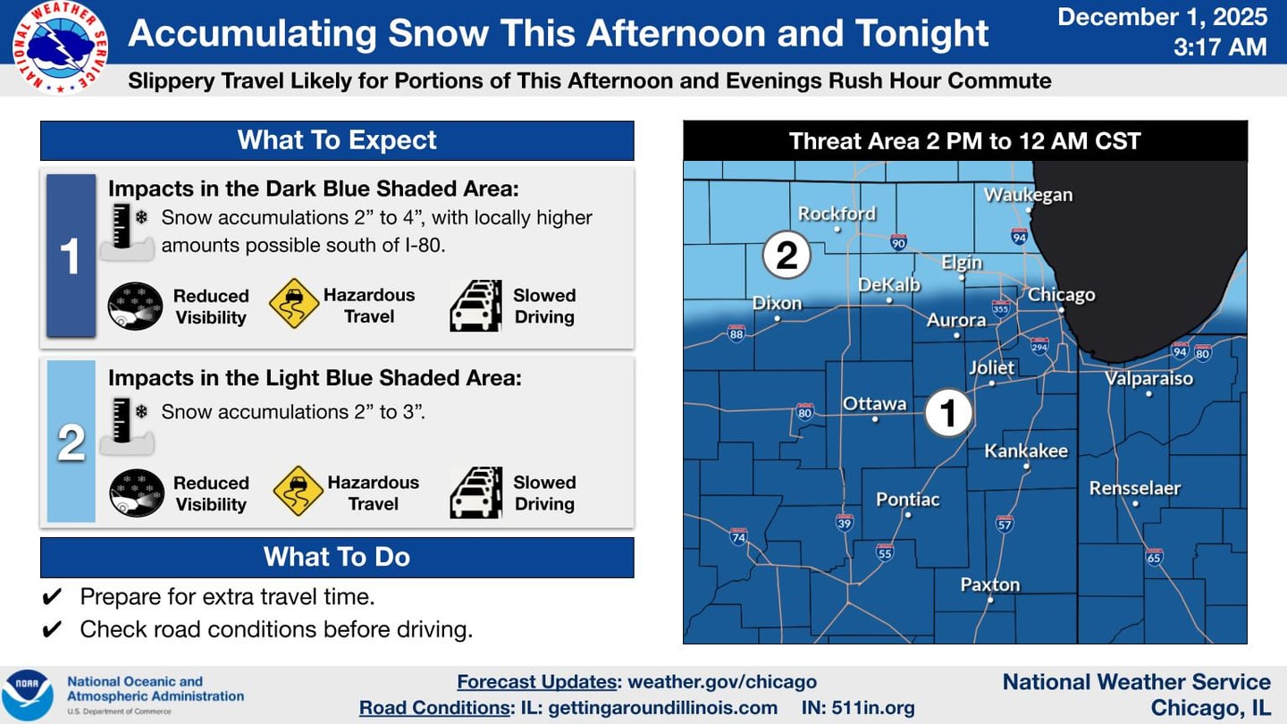 Monday's snow forecast for northern Illinois