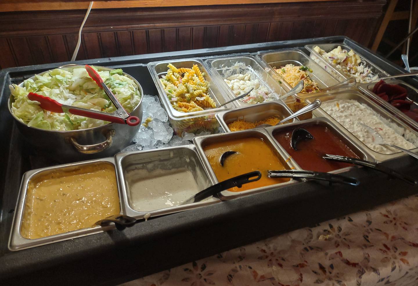 Most dinners include access to the salad bar at Softails Bar and Grill in Ladd. Offerings can include a leafy green salad, a variety of pasta salads, cottage cheese and pickled beets.