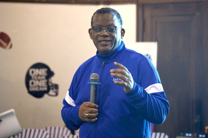 Lonnie Posley, pastor of New Canaan Christian Church, at the Super Soul Bowl Sunday community event on Sunday, Feb. 8, 2026, at the church at 225 E. Clinton St., Joliet.