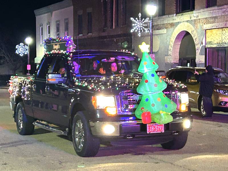 Hough's Maple Lane Farm had an entry in the lighted parade during Mt. Morris' Christmas in the Village on Saturday, Dec. 7, 2024.