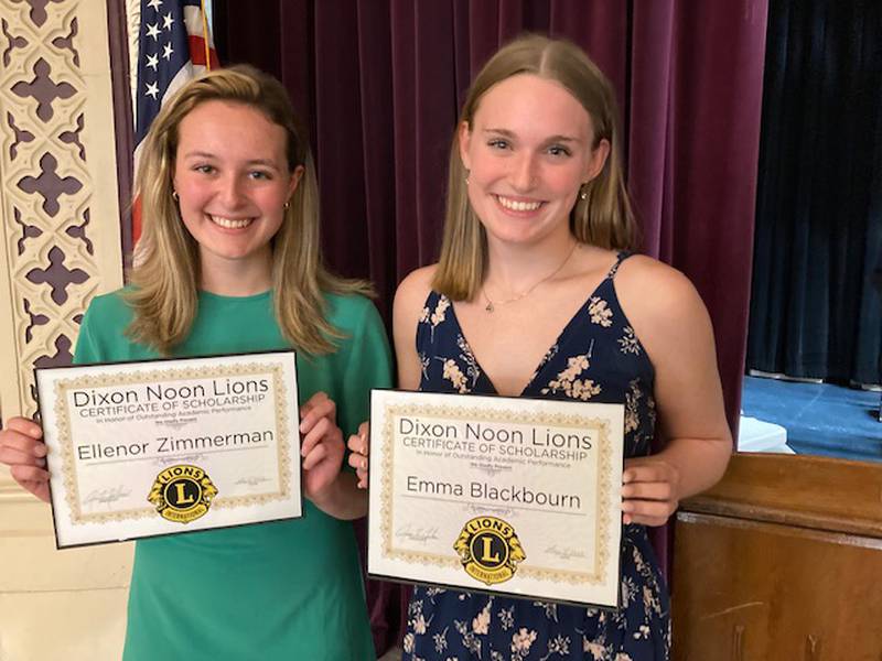 Pictured (left to right): Dixon Noon Lions scholarship recipients Ellenor Zimmerman and Emma Blackbourn