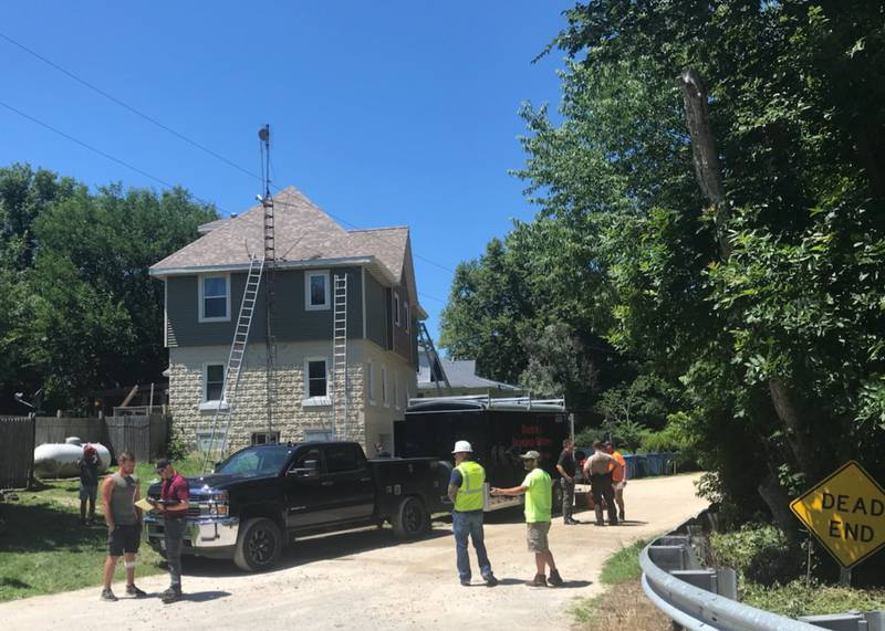 The injuries were sustained on at a three-story home on the southwest corner of the intersection.