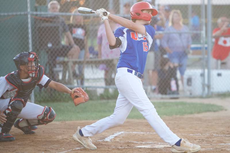San Diego's Tate Preece looks for a hit against Japan at the MCYSA 2022 Summer International Baseball Tournament hosted by McHenry County Youth Sports Association ate Lippold Park on July 21,2022 in Crystal Lake.