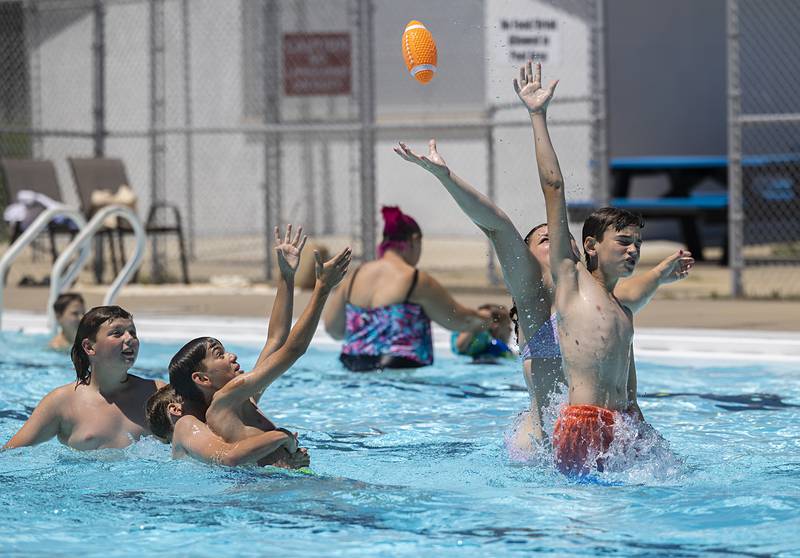 The fun and games begin Wednesday, June 5, 2024 as kids leap for a football for the opening day of the Polo pool. The first comes on the last day of school for some local students.