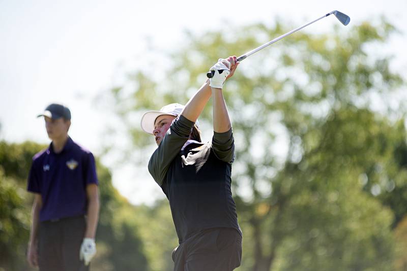 Crystal Lake Central's Jack Bice tees off on no.4 at Emerald Hill in Sterling for the Class AA IHSA sectional golf meet.