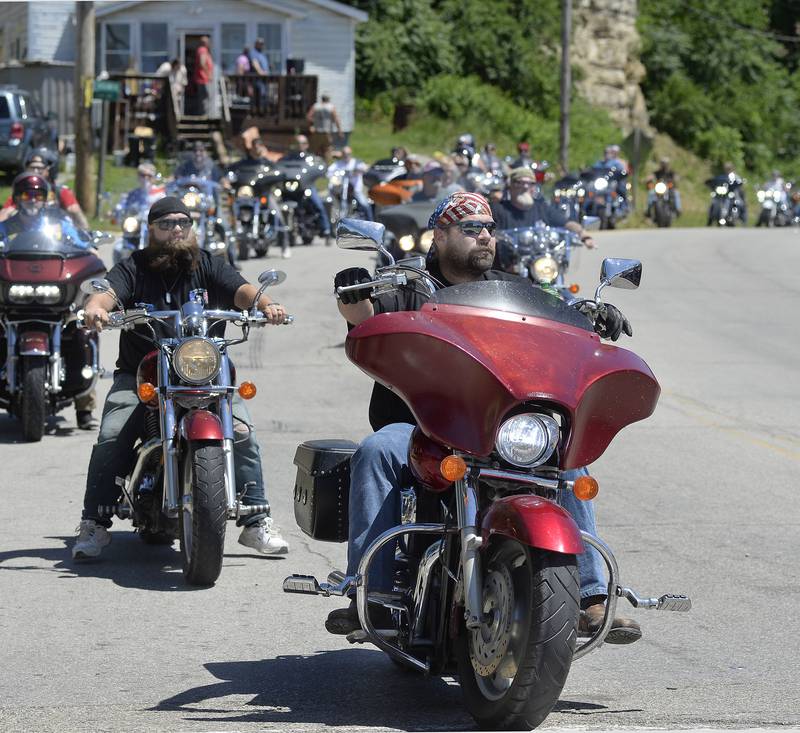 Thousands of motorcycles ride into Marseilles on Saturday, June 18, 2022, for the Illinois Motorcycle Freedom Run. Riders took off from Morris and arrived at Marseilles for a ceremony at the Middle East Conflicts Wall.