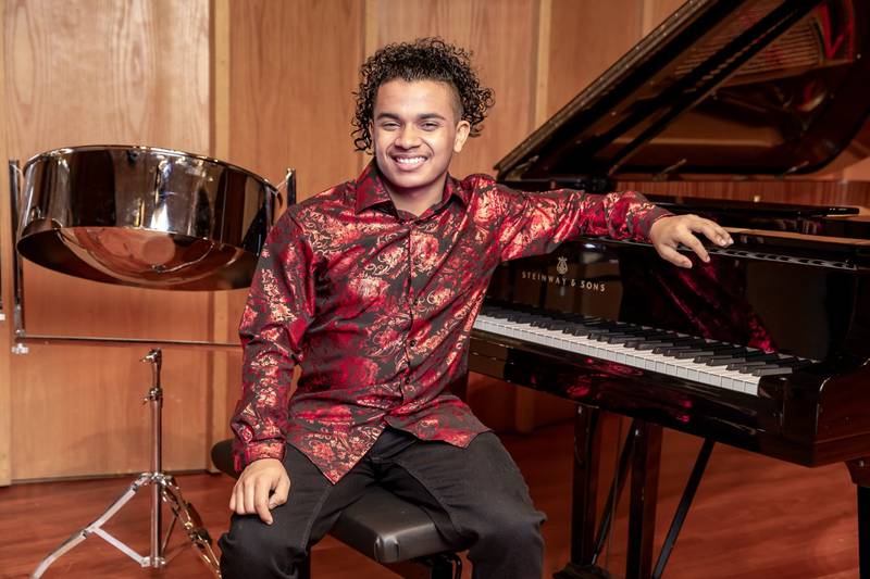 Steelpan dummer Jaden Teague Nunez, a recent graduate of DeKalb High School, joins the Wheaton Municipal Band for a performance Thursday, July 24 at 7:30 p.m. in Memorial Park in downtown Wheaton.