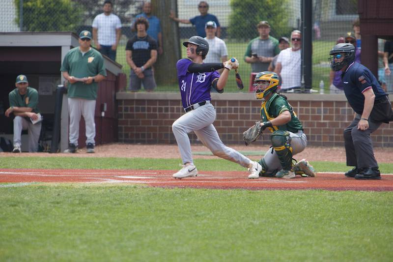 Downers Grove North's Russ Oros looks for a hit against Waubonsie at the Class 4A Sectional Final on Saturday, June 7, 2025 in Lockport.