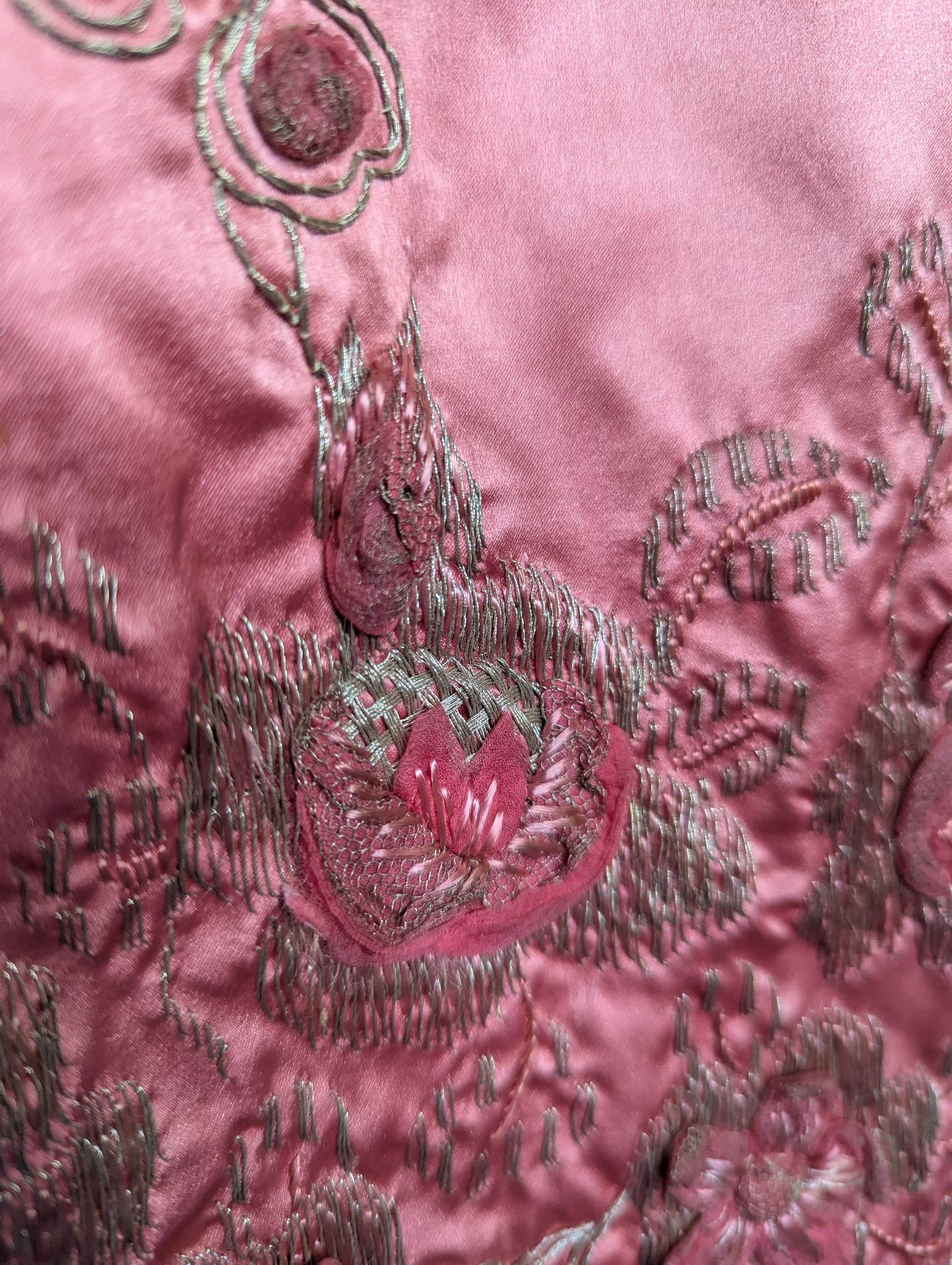 Detail of Nelle Fabyan's 1910 Georges Doeuillet gown to be revealed in full at an April 18 reception at the Fabyan Villa Museum. The dress will go on permanent display to the public May 2.