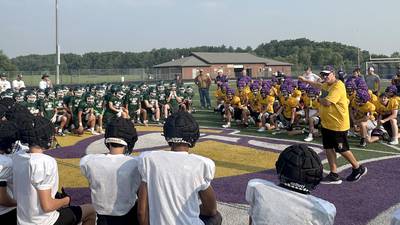 Photos: Mendota hosts St. Bede and Sandwich in joint football practice