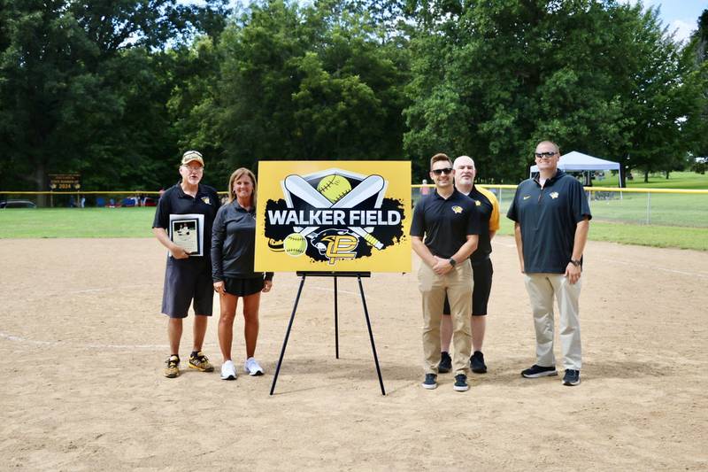 The Putnam County Junior High softball field was named as Walker Field on Saturday in recognition of Chris Walker, who coached PCJH softball from 2001-2020. His PCJH teams made seven IESA state tournament appearances, capped with a state championship in 2009 and a state runner-up finish in 2014.