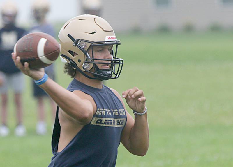 Marquette's Alex Graham delivers a pass during the 7-on-7 meet on Saturday, July 16, 2022 at Princeton High School.