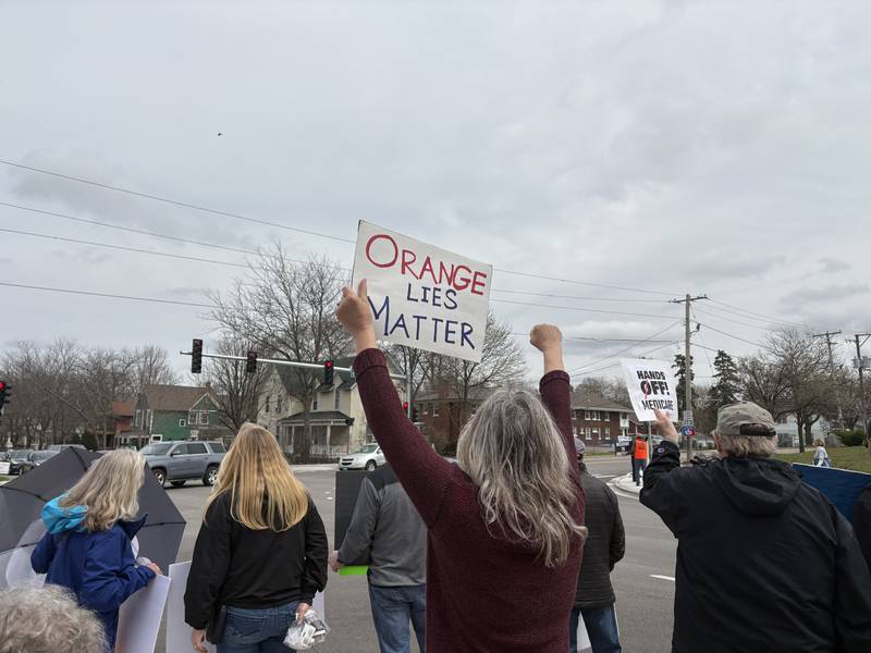 Protestors oppose President Donald Trump and Elon Musk-led Department of Government Efficiency in Harvard April 19, 2025.