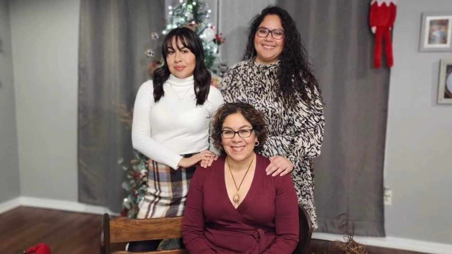 (middle) Graciela Reza Contreras, of DeKalb, poses with her daughters, Flor (right) and Lorena (left) at Christmas 2022. Reza Contreras was killed in a fatal car crash in DeKalb Sunday, Nov. 5, 2023 allegedly caused by an off-duty police officer driving under the influence of alcohol, police said.