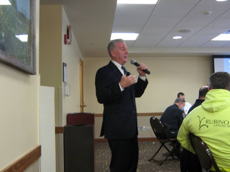 Cary Mayor Mark Kownick gives an update on developments in the village at a Business Roundtable the afternoon of Thursday, March 18, 2021.