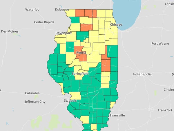 8 Illinois counties now at ‘high’ risk for COVID-19, more than 1,000 Illinoisans hospitalized