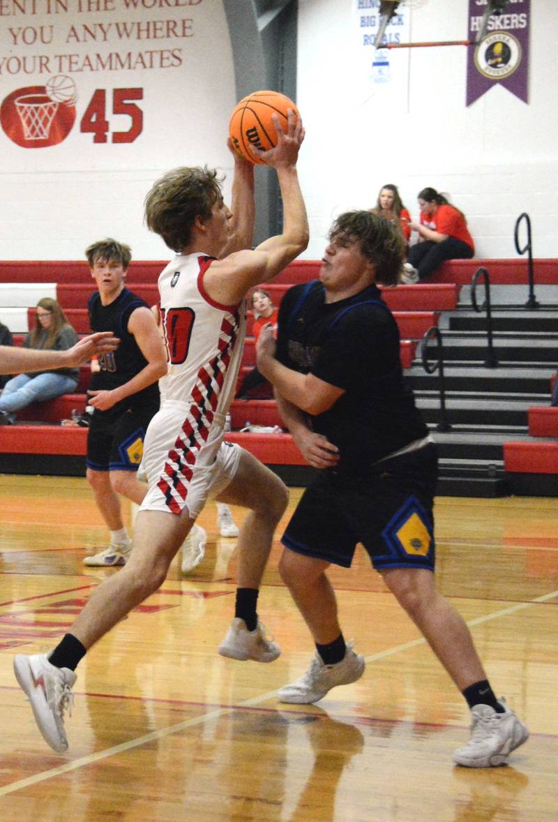 LaMoille's Connor Deering shoots a layup against Somonauk Friday night at Dean Madsen Gymnasium in LaMoille. The visiting Bobcats won 63-44.