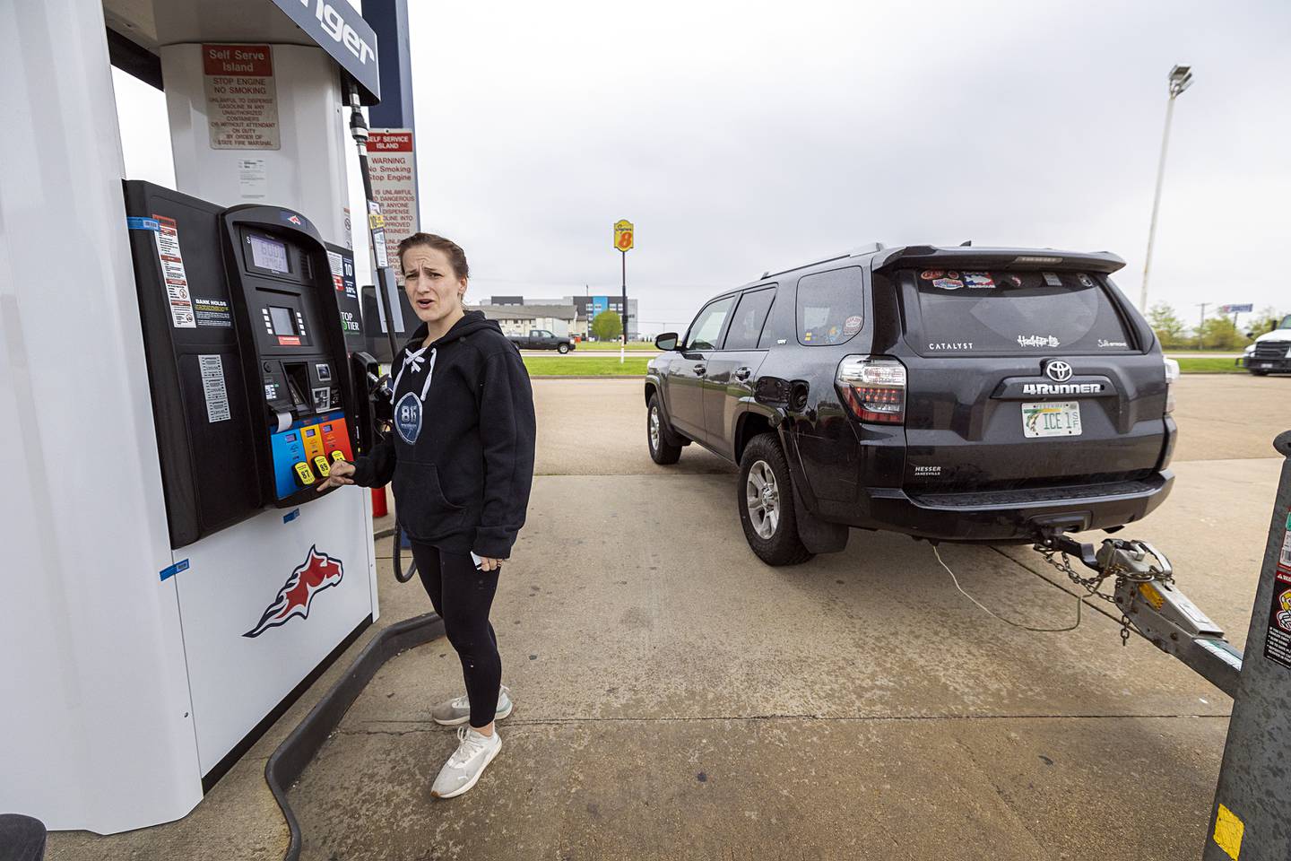 Nikki Apitz of Rockford stopped through Dixon for gas Thursday, April 30, 2026. Apitz, like most, is very frustrated with gas prices.