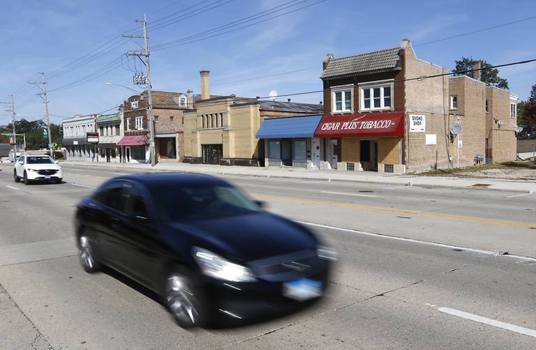 The Village of Fox River Grove has hired a marketing firm to help redevelop these building on U.S. Route 14 between Lincoln Avenue and Illinois Street in Fox River Grove.