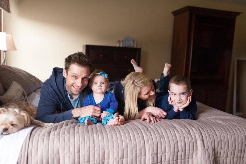 The Backe family (from left: Matt, Everly, Lauren and Jack) poses for a photo.