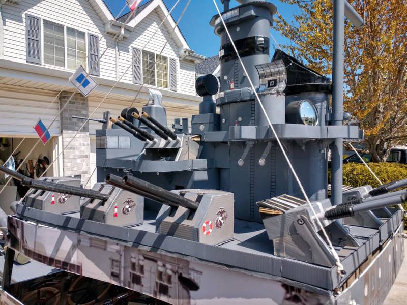 Braidwood resident Greg Machak said he built a 24-foot long, 12-foot high, fully drivable Navy destroyer – a USS Hollister – on a golf cart.