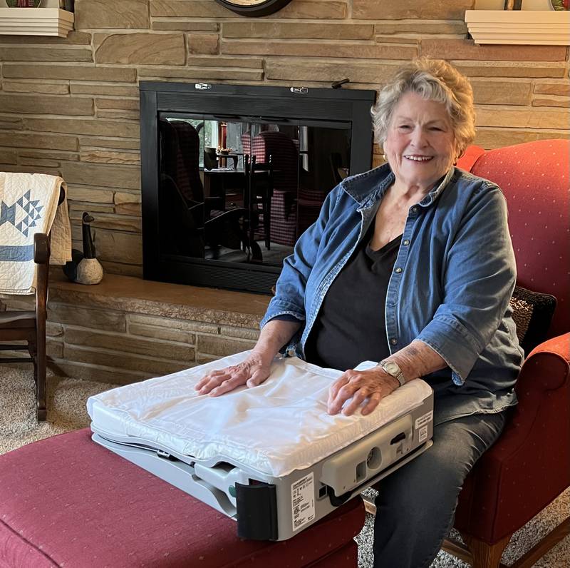 Last month, Diana Morrsay-Carls, 81, of Sycamore, was the first person to be implanted with a CardioMEMs device at Northwestern Medicine Kishwaukee Hospital. On March 3, 2023 she was at her home, enjoying the peace of mind she's found since receiving the device.