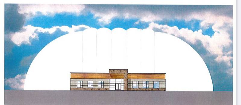 Illustration of a proposed indoor golf facility and restaurant proposed for development just west of Orchard Road near the southwest corner of Station Drive and Lewis Street. (Illustration provided by the village of Oswego)