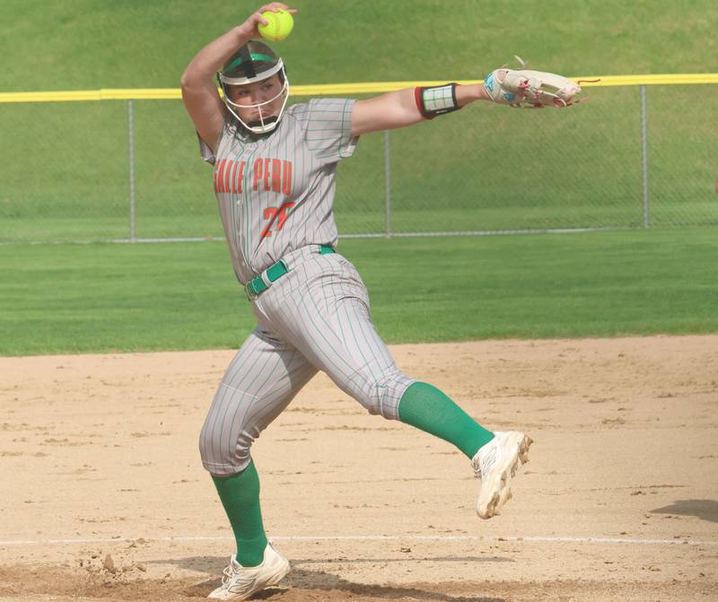 L-P's Taylor Vescogni lets go of a throw to Ottawa on Tuesday, April 14, 2026 at Ottawa High School.