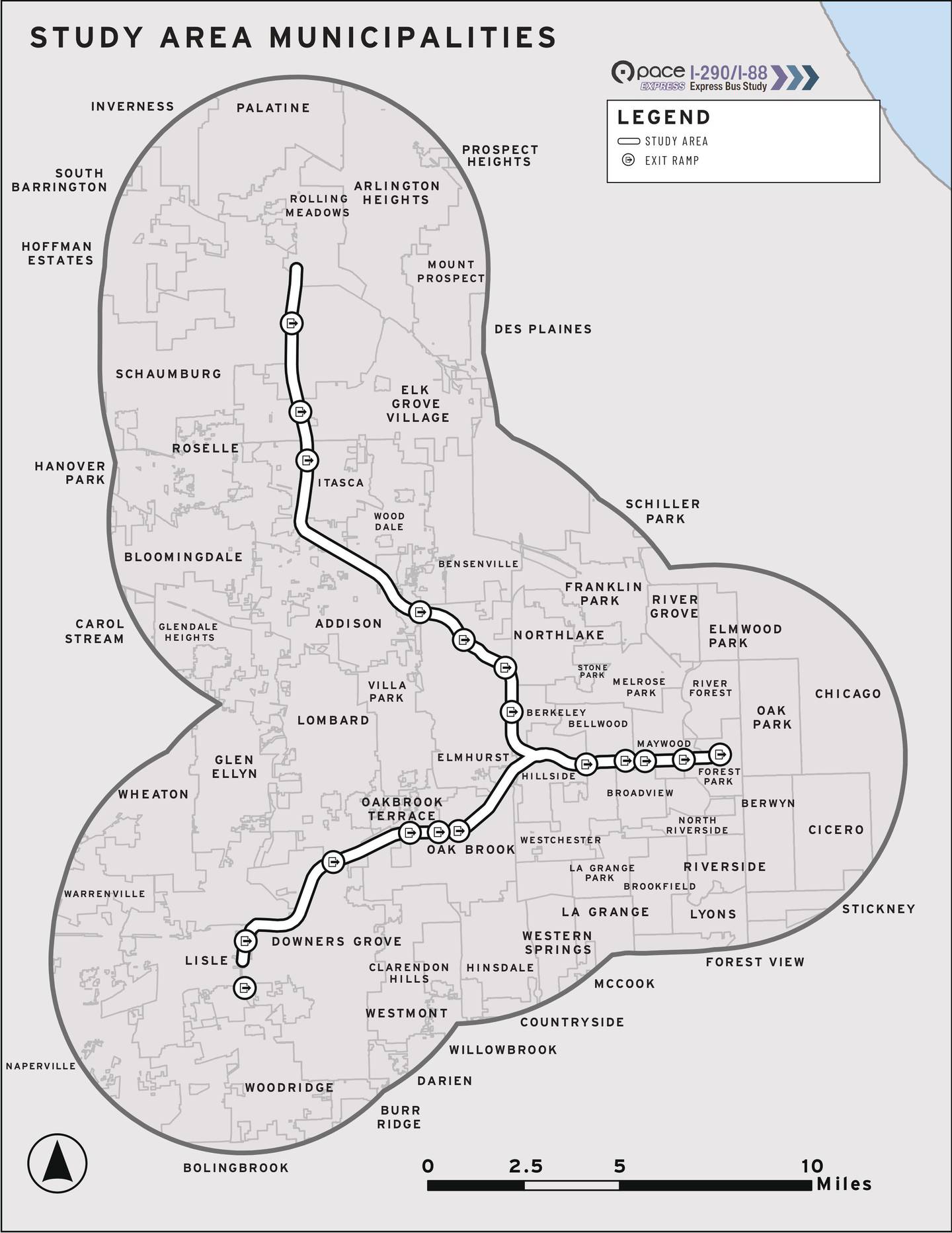 Pace has been studying the feasibility of express buses that would use shoulder lanes to escape traffic on I-290 and I-88. The initiative would link destinations including the Schaumburg/Woodfield region, Oak Brook Center, the CTA Forest Park Blue Line station and the Cermak-Butterfield corridor.