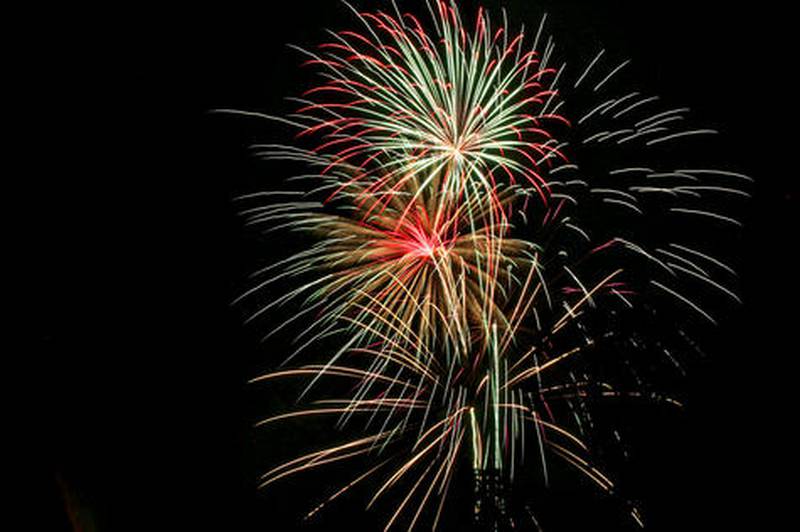 Fireworks explode across the sky Thursday for the Fourth of July celebration at Hopkins Park in DeKalb.