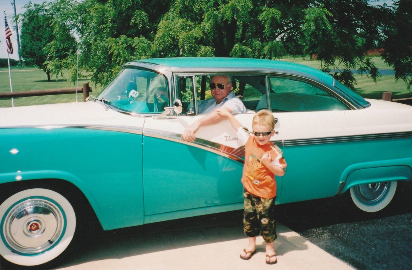 Jerry Taylor of Plainfied is pictured with his grandson in/next to his 1956 Ford he owned for several years.  He loved cars all his life, especially Ford cars from that era. "When he retired and finally had the means, he chose that car as his dream collector car and purchased it," Jerry's son Roy Taylor of Oswego said in an email.