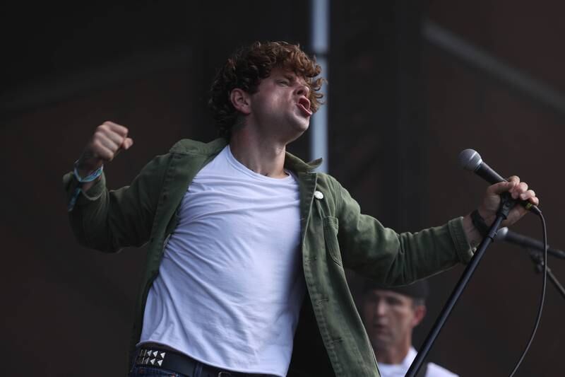 Michael Bingham of Spiritual Cramp performs at Riot Fest on Friday, Sept. 20, 2024 in Chicago.