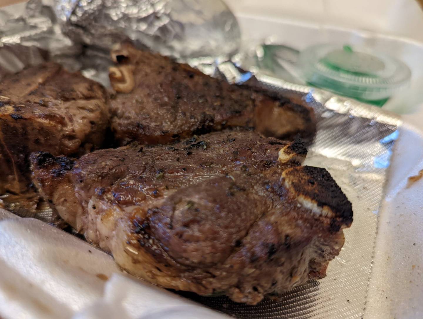 Pictured was three lamb chops from Al's Steak House in Joliet. They arrived a perfect medium rare, as ordered, and beautifully seasoned with a side of mint jelly.