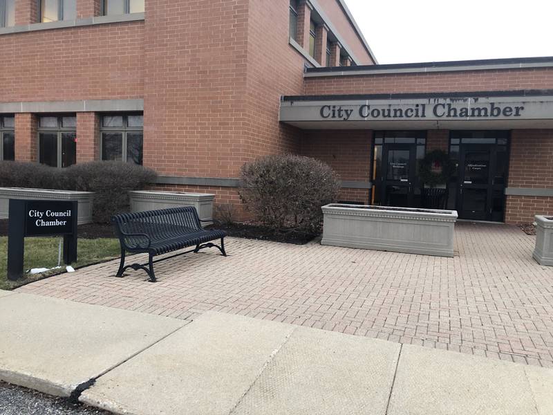 The McHenry City Hall's City Council Chamber entrance on Dec. 13, 2022.