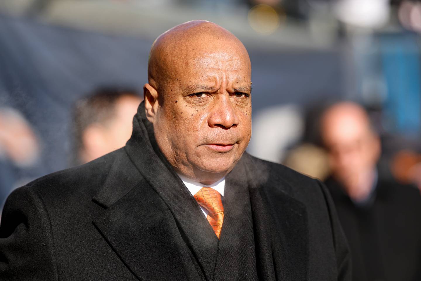 Chicago Bears President and CEO Kevin Warren walks on the sidelines before an NFL football game against the Cleveland Browns, Sunday, Dec. 14, 2025, in Chicago. (AP Photo/Kamil Krzaczynski)