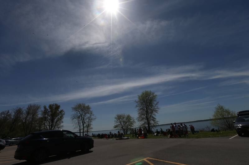 The sun shines for the last few minutes as totality begins to set in on Monday, April 8, 2024 at Rend Lake.