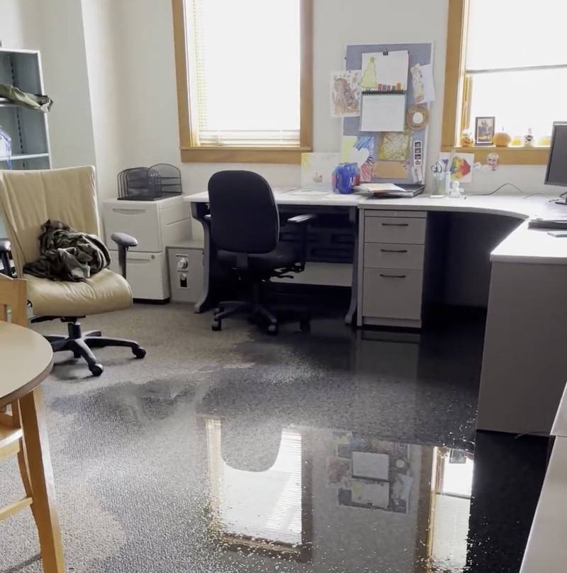 Burst water pipes caused flood damage inside the Yorkville Public Library on Christmas day. (Photo provided by the Yorkville Public Library)