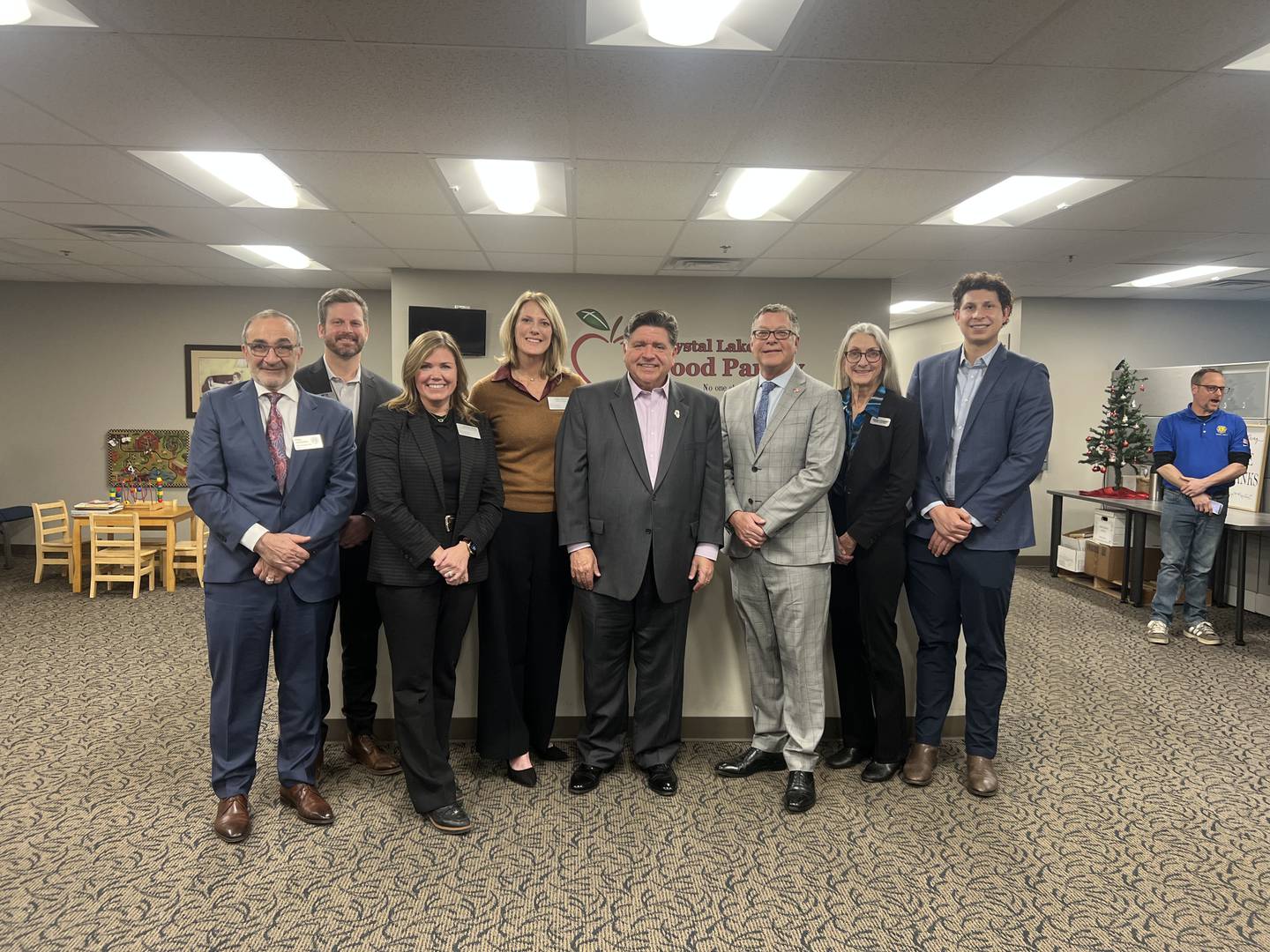 Governor JB Pritzker visits with McHenry County leaders on Dec. 2, 2025 at the Crystal Lake Food Pantry.