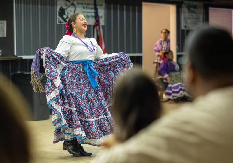 Arianna Quintana performs dance at the 'Where Our Paths Meet' screening event on Sunday, Sep 7, 2025 at Diaz Banquet Center in Mendota.