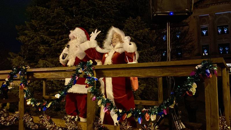 Santa Claus and Mrs. Claus helped community members count down to light the Christmas trees outside the DeKalb County Courthouse, 133 W. State St. as part of Discover Sycamore's annual Walk with Santa holiday event on Friday, Dec. 1, 2023.