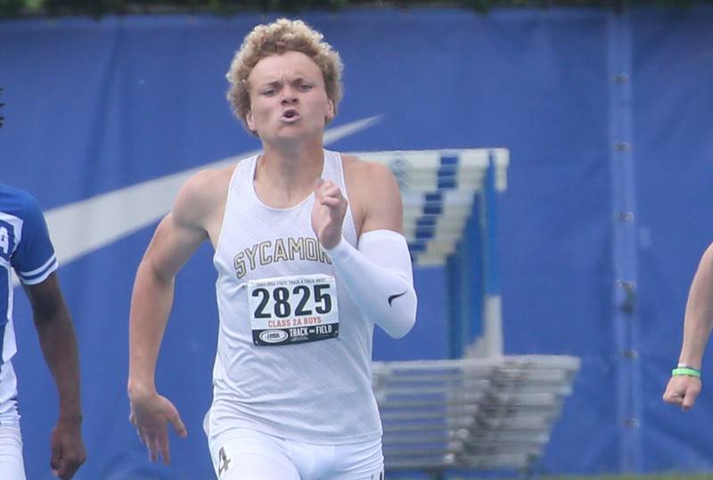 Sycamore's Dylan Hodges competes in the 400 meter dash during the IHSA Class 2A Boys Track & Field State Finals on Saturday, May 31, 2025 at Eastern Illinois University in Charleston.