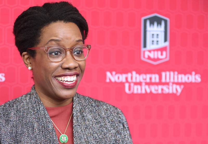 U.S. Rep. Lauren Underwood, D-Naperville, speaks after she toured the semi-conductor lab Friday, Jan. 20, 2023, at the Northern Illinois University College of Engineering and Engineering Technology building in DeKalb. Underwood was visiting NIU to celebrate the university receiving $1.5 million in federal funding to upgrade its microchips manufacturing lab.
