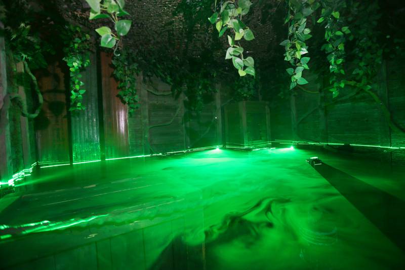 A view of the swamp room at the Insanity Haunted House inside the Peru Mall on Thursday, Oct. 6, 2022.