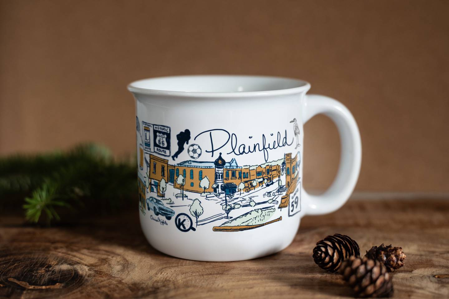 The mug designed for Krema Coffee House in Klockenga's home town of Plainfield.