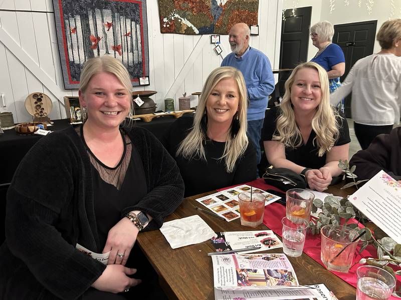 Chelsy Jones, Stacy Barber, and Kelsey Rogers, three Janssen sisters who grew up in Oregon, attended Serenity Hospice and Home’s Fourth Annual Art Dash fundraiser on Wednesday, April 9, 2025, at River’s Edge Experience, 103 S. First St., Oregon.