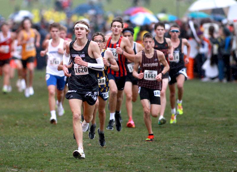 Kaneland's Evan Nosek competes in the Class 2A State Cross Country Championships on Saturday, Nov. 9, 2024 at Detweiller Park in Peoria.