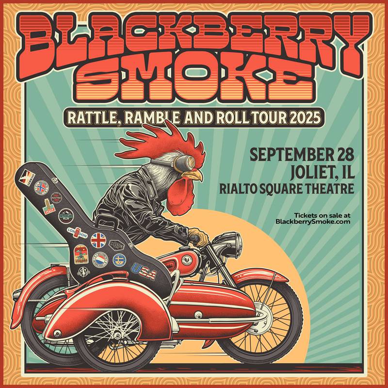 Georgia rockers Blackberry Smoke will bring their Rattle, Ramble and Roll Tour 2025 to the Rialto Square Theatre Sunday, Sept. 28.