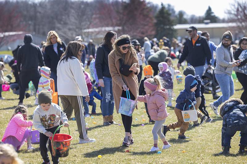 Age groups ranging from 0-2, 3-4, 5-6 and 7-8 scrambled for eggs in four separate areas Saturday, March 23, 2024 at Westwood in Sterling.