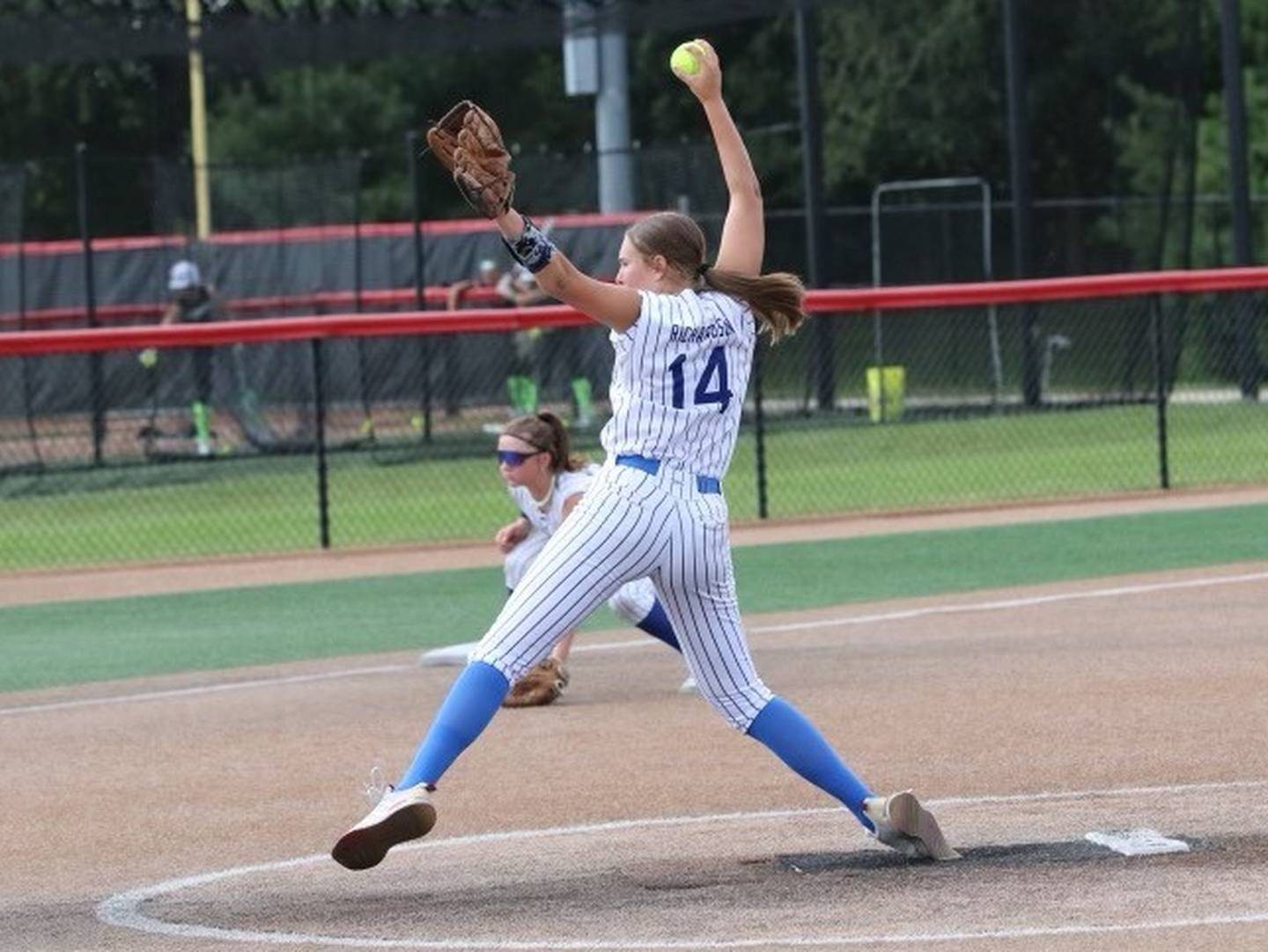 Myah Richardson of Hennepin fires a pitch for the Storm 09 in the USSSA Great Lakes National Tournament in Peoria. They placed fourth.