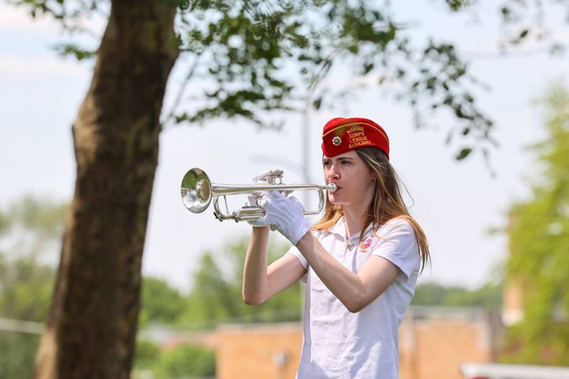 Emma Caise, of Bradley, performs 'Taps' on trumpet on Monday, May 26, 2025, during the Kankakee County Veterans' Council annual Memorial Day Ceremony at the Kankakee County Courthouse.